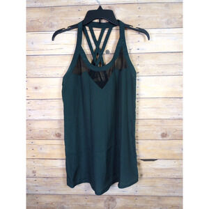 Kardashian Kollection Women Shirt Small Hunter Green Sleeveless Criss Cross Back